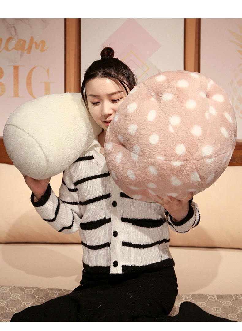 Cute Big Mushroom Shaped Leg Clip Sleeping Long Plush Pillow Living Room Backrest Pillow — side view