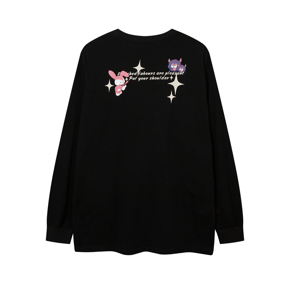 Men's Cartoon Anime Print Long Sleeve T-shirt — side view