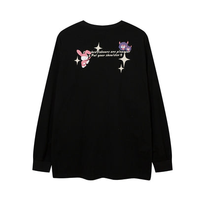 Men's Cartoon Anime Print Long Sleeve T-shirt — side view
