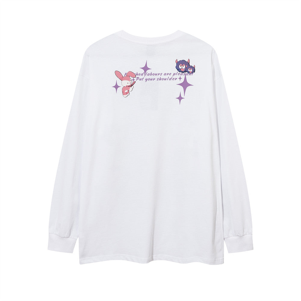 Men's Cartoon Anime Print Long Sleeve T-shirt — back view