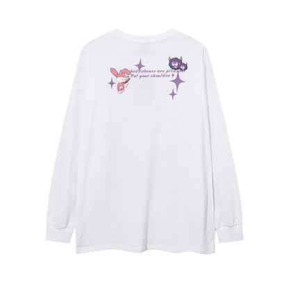 Men's Cartoon Anime Print Long Sleeve T-shirt — back view