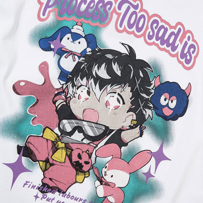 Men's Cartoon Anime Print Long Sleeve T-shirt — in use