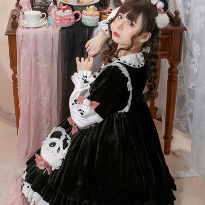 National Style Lolita Long Sleeve Dress — back view