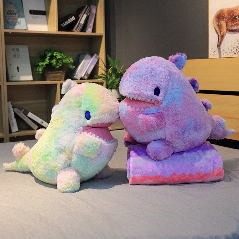 Rainbow rainbow dinosaur plush toy — back view
