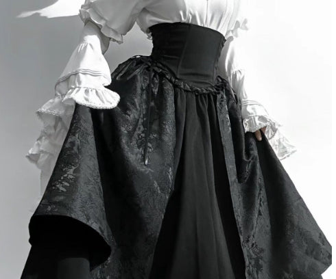 Gothic Lolita Midi Skirt Long Dress Princess-sleeve Shirtluxurious And Elegant — scale reference