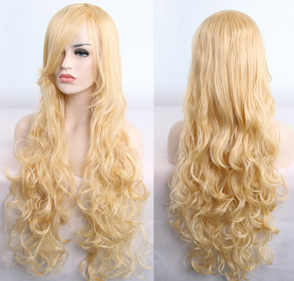 Anime cos wig color 80cm long curly cosplay role playing — detail