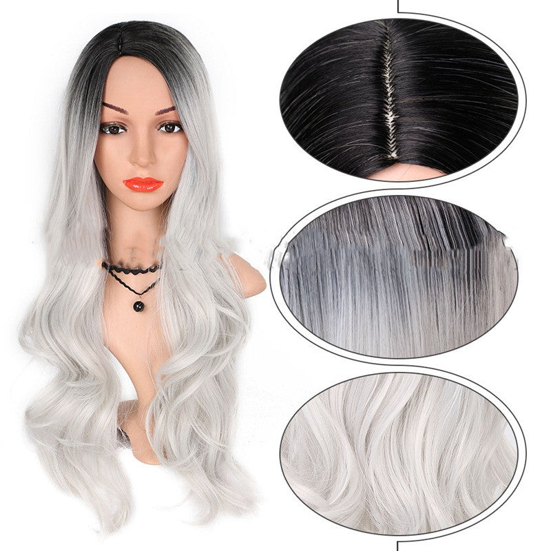 Wig foreign trade wig female gradient chemical fiber wig wig — side view