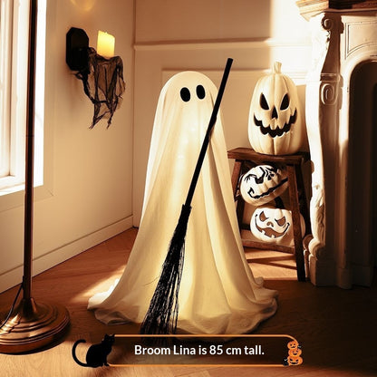 Halloween Pumpkin Lantern Ghost Decoration Prop — back view