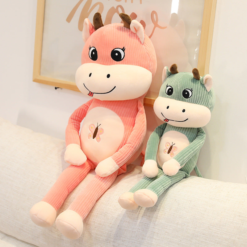 Long-legged cow doll plush toy — side view