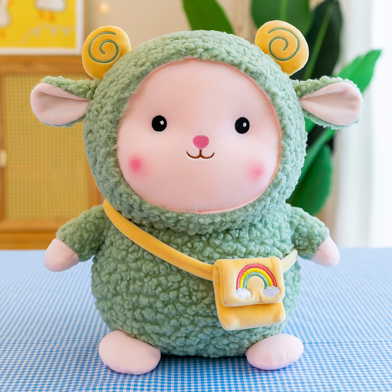 Backpack Lamb Doll Plush Toy — in use