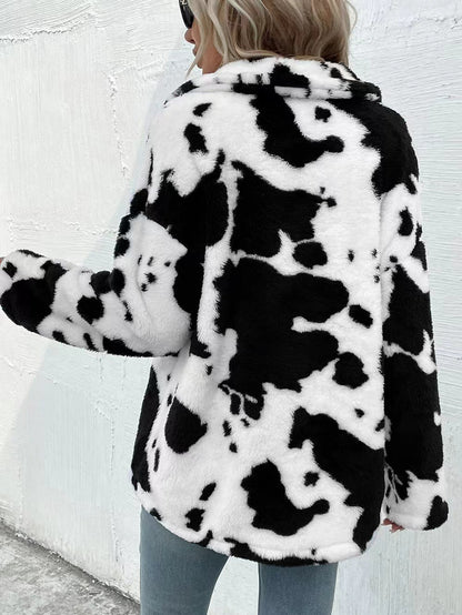 Double-sided Plush Cow Pocket Top Jacket | Magic Stories