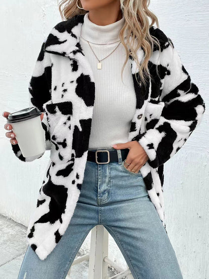 Double-sided Plush Cow Pocket Top Jacket | Magic Stories