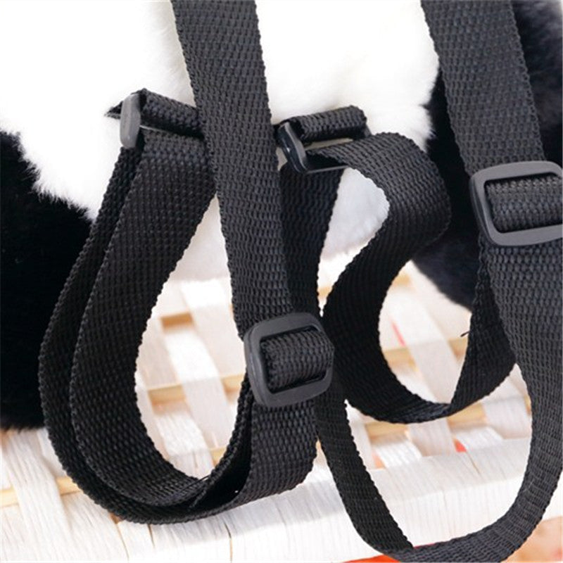 Plush panda backpack — back view