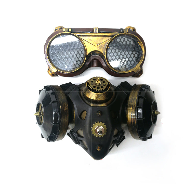 cosplay gas mask — back view