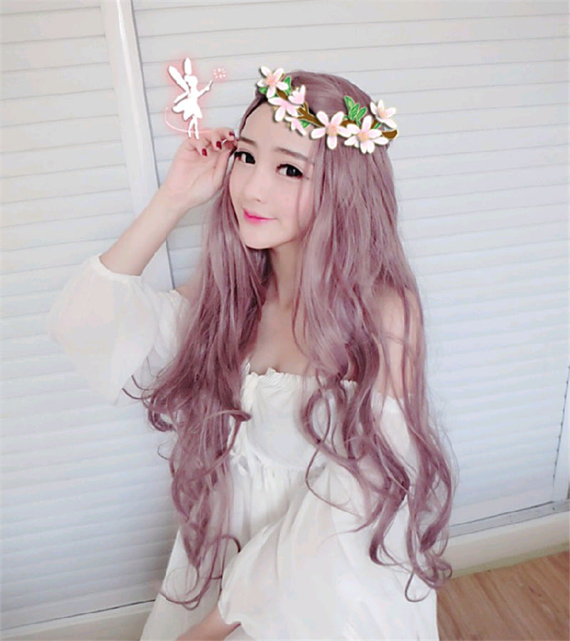 One meter cents wig taro purple long curly hair — side view