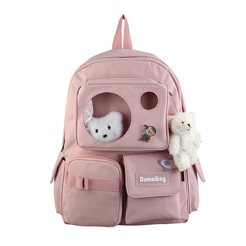 Korean Fashion Harajuku Girl Bear Backpack — scale reference
