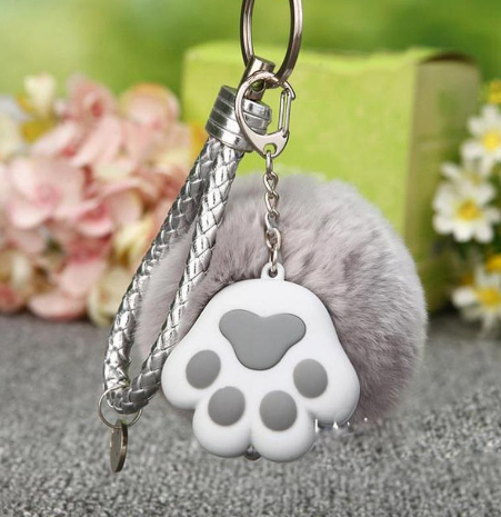 Cute Cat Paw Plush Keychain — detail