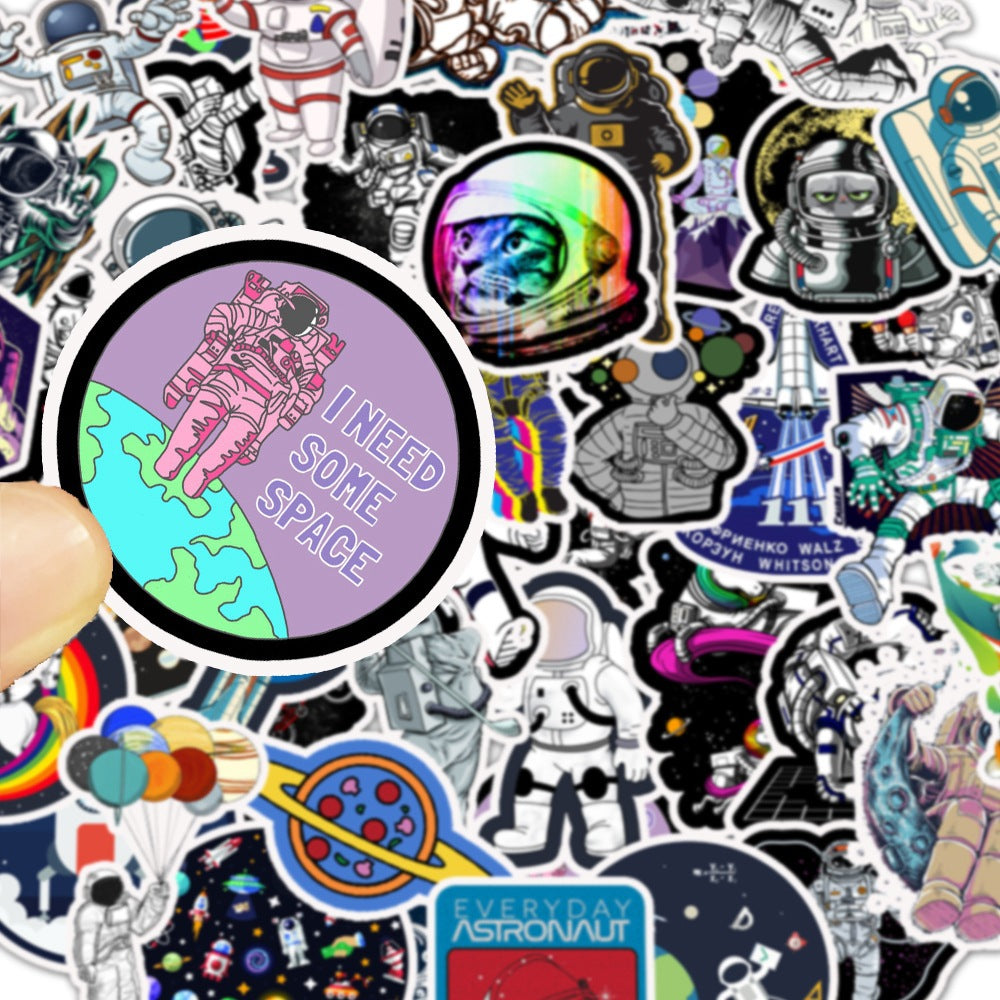 Cosmic space cartoon anime stickers — side view