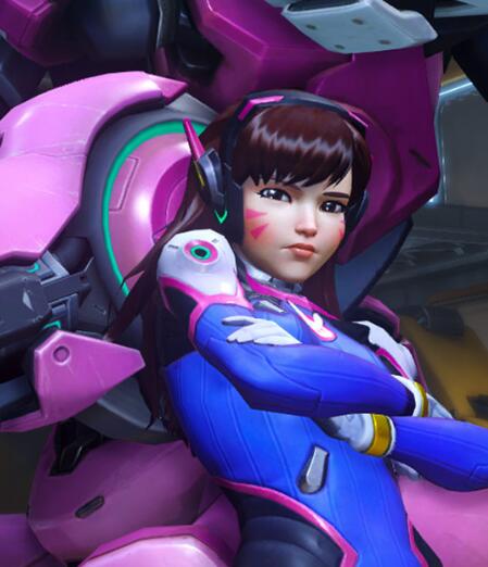 D.va DVA songhana chestnut Cosplay wig — back view