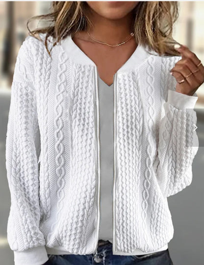 Jacket Jacquard Long Sleeve Casual Short Jacket — scale reference