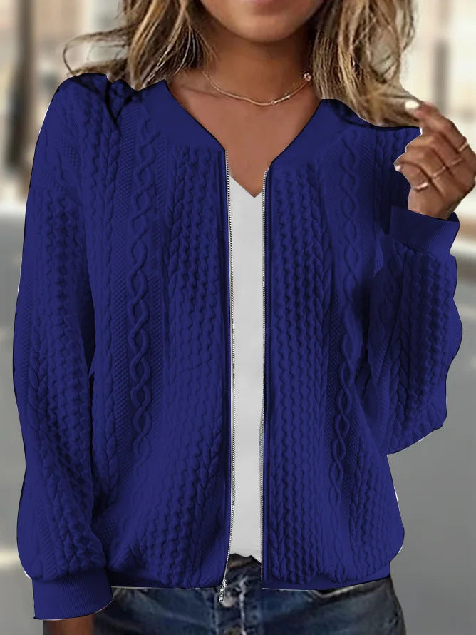 Jacket Jacquard Long Sleeve Casual Short Jacket — back view