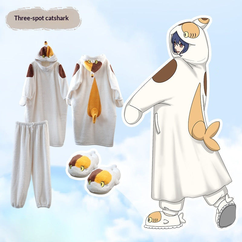 Anime Cartoon Funny Shark And Cat Onesie Pajamas Cute Cozy Loungewear Set — packaging