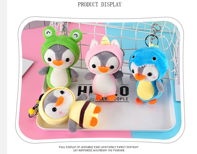 Penguin plush animal pendant keychain — detail