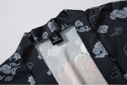 Japanese Kimono Cardigan Cat Samurai Streetwear Men Women Japan Harajuku Anime Clothes — side view