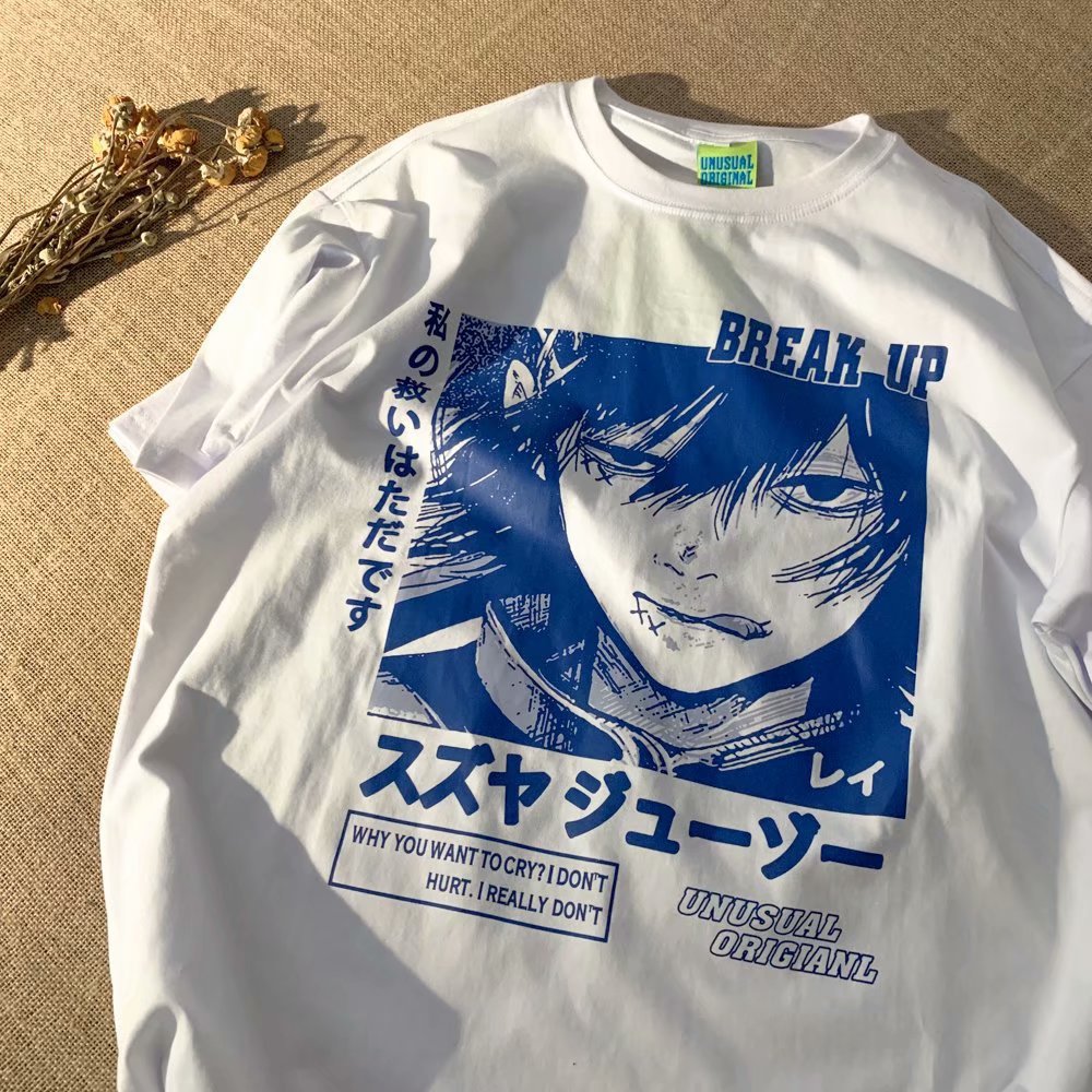 Two-dimensional Short-sleeved Anime Printed Salt T-shirt Loose — side view