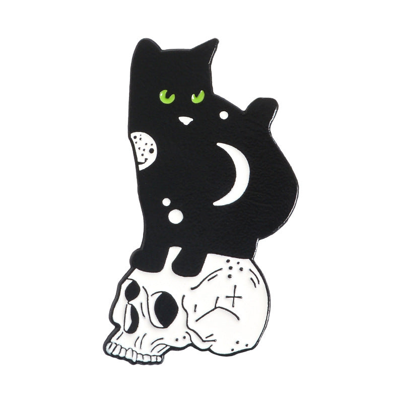Mysterious Witch Enamel Pin Moon And Stars — side view