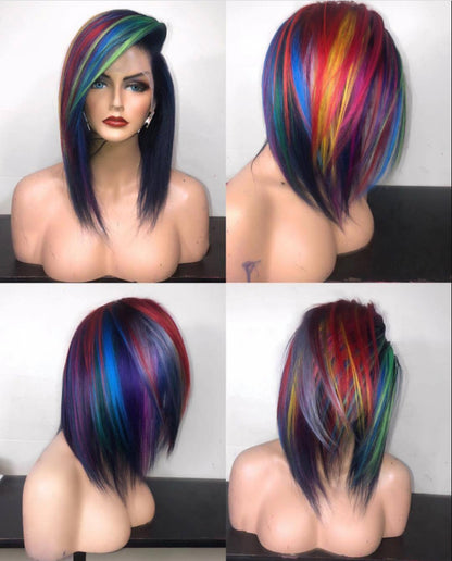 Mixed Color COSPLAY High Temperature Silk Rose Mesh Wig Wig — detail