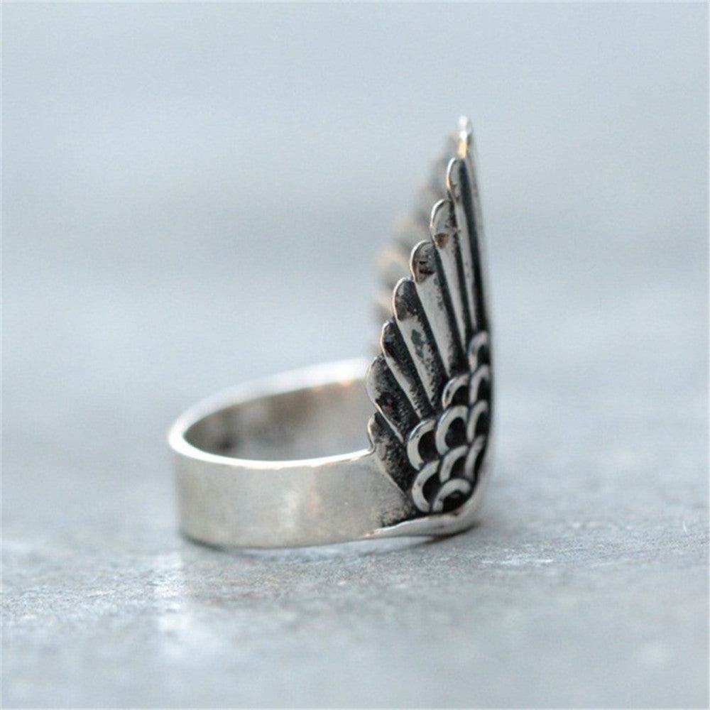 Angel wings ring black angel wings — detail