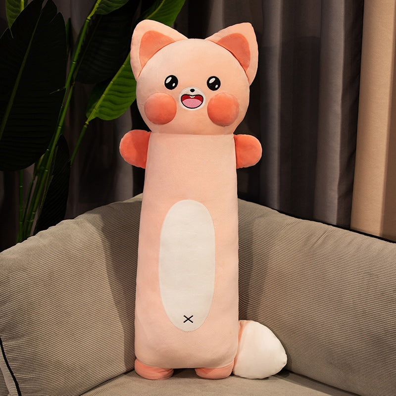Cute Cat Plush Doll Soft Long Body Raccoon Pillow — scale reference