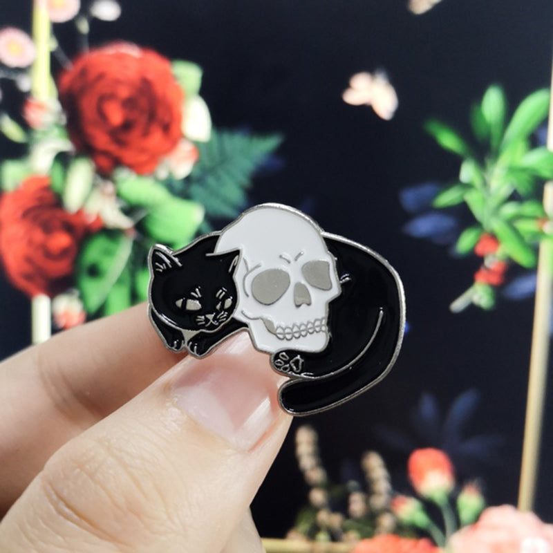 Mysterious Witch Enamel Pin Moon And Stars — back view