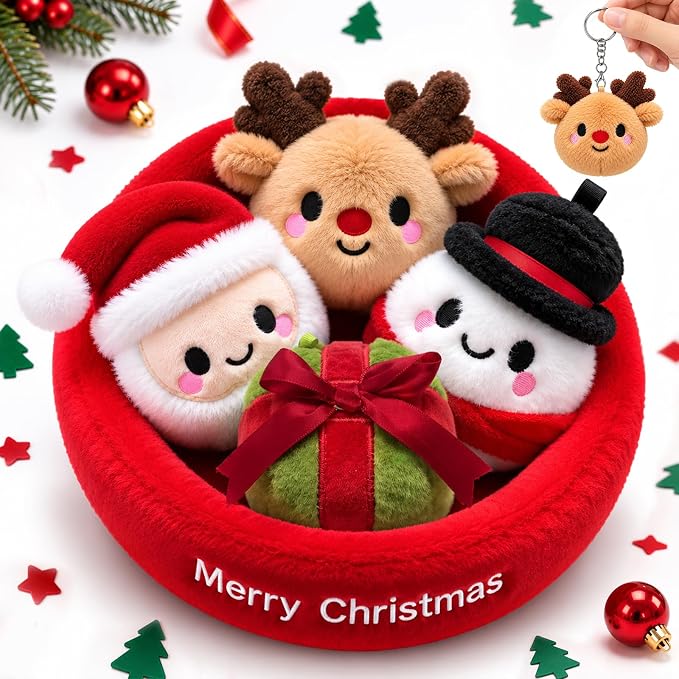 4-Piece Mini Christmas Plush Animals Set | Magic Stories