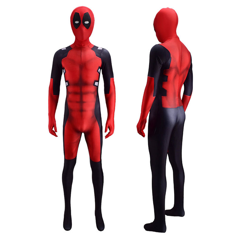 Deadpool Family Cosplay Duo — Adult Red Jumpsuit + Kids Jumpsuit