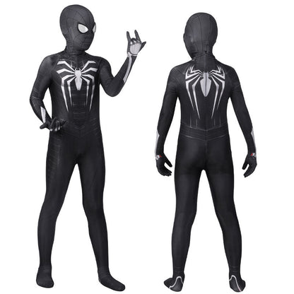 Spider-Man PS5 Miles Morales Symbiote Black Suit Kids Cosplay Costumes