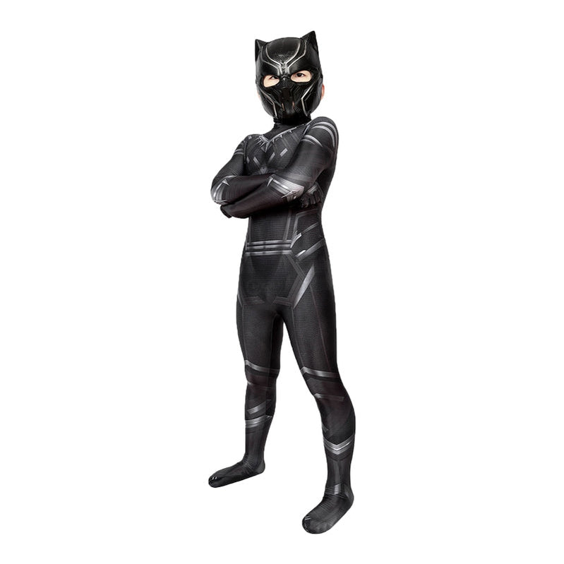 Black Panther Children Jumpsuit Cosplay Costume — back view