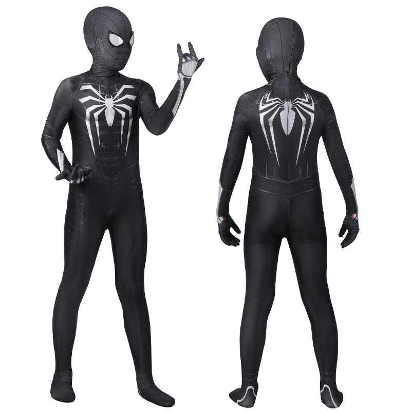 Spider-Man PS5 Kids Suits Trio — T.R.A.C.K. Suit + Symbiote Suit + PS5-2 Suit — back view