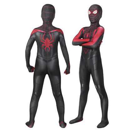 Spider-Man PS5 Kids Suits Trio — T.R.A.C.K. Suit + Symbiote Suit + PS5-2 Suit — side view