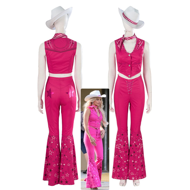 Barbie 2023 Movie Cosplay Set — Pink Costume + Blonde Lace Front Wig (agent draft T456)