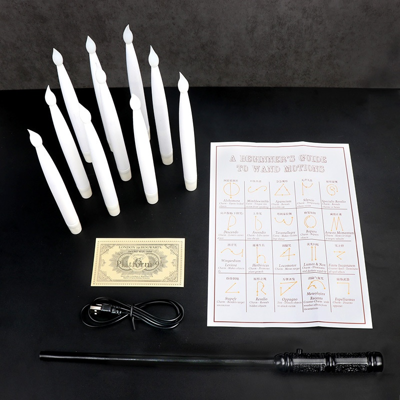 LED Candles with Magic Wand — back view