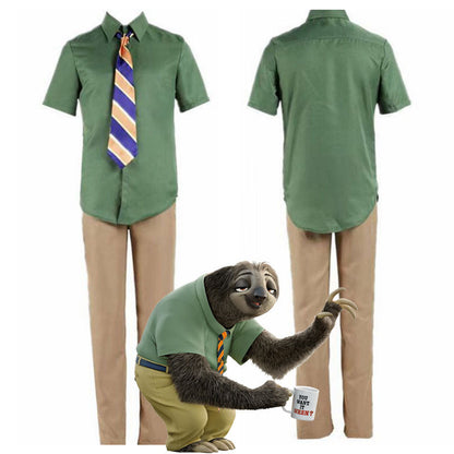 Disney & Pixar Animation Cosplay Duo — Inside Out 2 Joy + Zootopia Flash Slothmore — back view