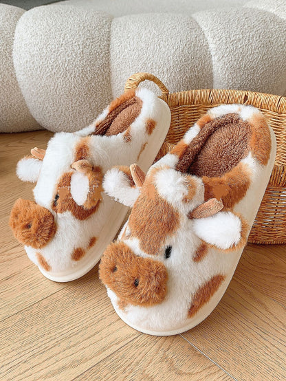 Cow Cotton Slippers Winter Plush Household — side view