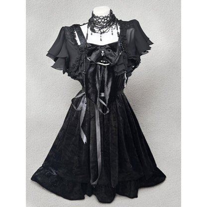 Black Gothic Style Vintage Lolita Dress Black Cardigan Two-piece Set Women's Summer New — packaging
