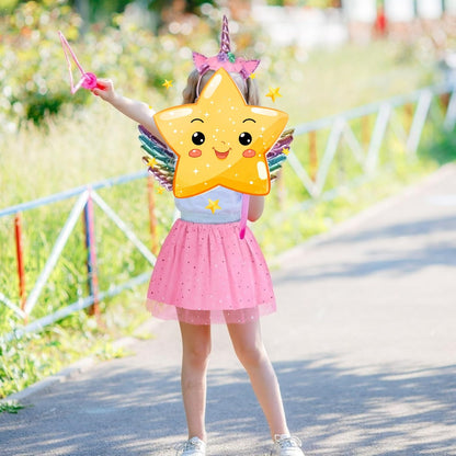 Costume Accessory Set With Headband, Wings, And Dress In Pink And Purple; Costume Accessories For Party And Festive — detail