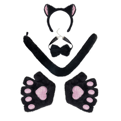 Accessories Set Cosplay Cat's Paw Gloves Cat Ear Headband — in use