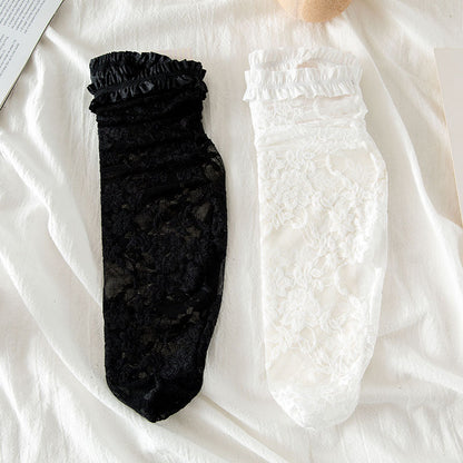 White Lolita Lace Socks Sweet Retro Calf | Magic Stories