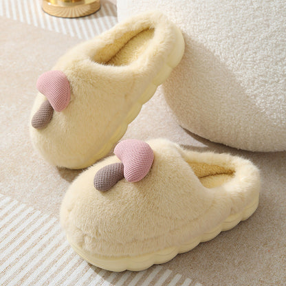 Cute Mushroom Cotton Slippers For Women Thick-soled Autumn And Winter Plush Slipper Indoor Non-slip Eva — scale reference