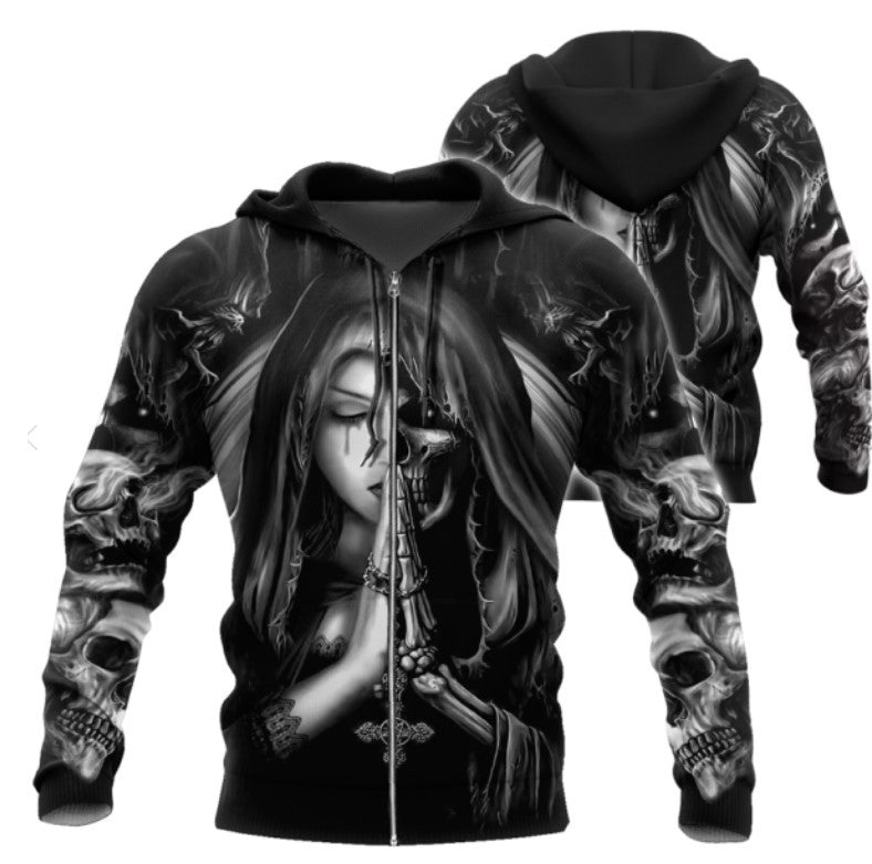 Halloween Skull Anime 3D Sweatshirt — scale reference